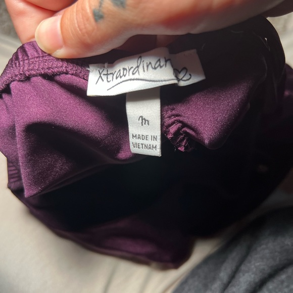 Purple rouched cocktail dress one strap - Picture 3 of 5